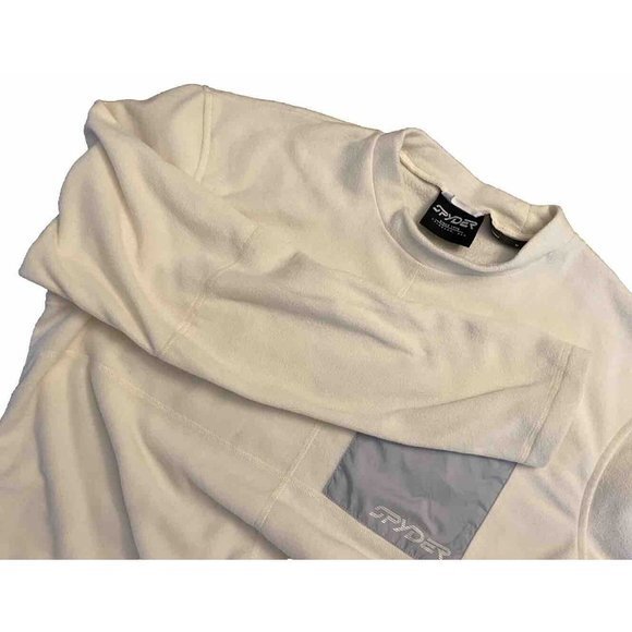 SPYDER Womens Fleece Top‎ Beige with gray accents MEDIUM Drawcord Hem - Picture 1 of 5